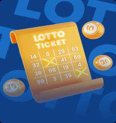 Kartu lotre dan bola angka berputar melambangkan permainan undian dengan tema futuristik bercahaya ungu